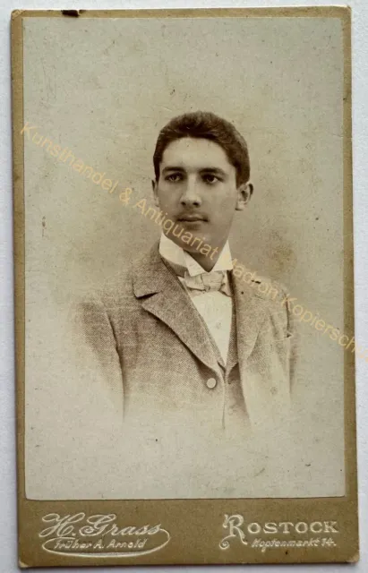 orig. CDV Foto Fotografie Bild alt Herr Mann Mode um 1890 Rostock