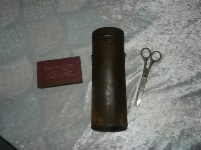 Lot ancien objet SNCF Chemin de fer ciseau étui tampon et boite avec accessoire