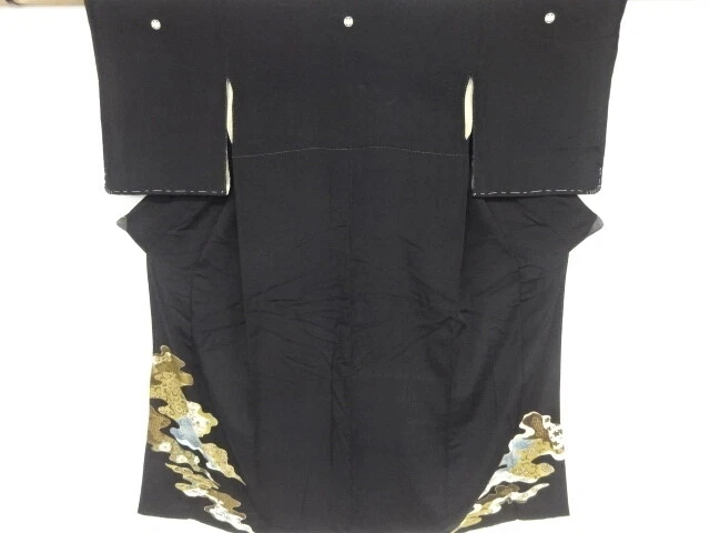80774# Japanese Kimono / Antique Tomesode / Haze With Flower & Classical Pat