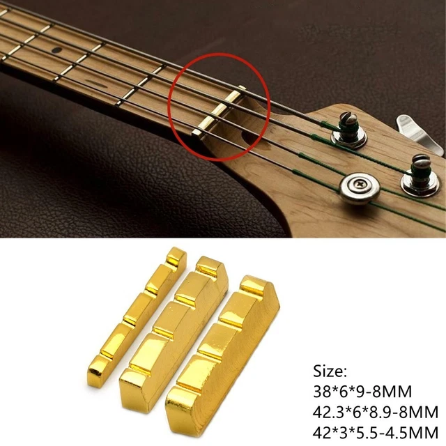 Musiclily Basic Sillet De Tête En Laiton Basse 4 Cordes Nut Pour Précision/Jazz Bass, 43x3,5x6mm