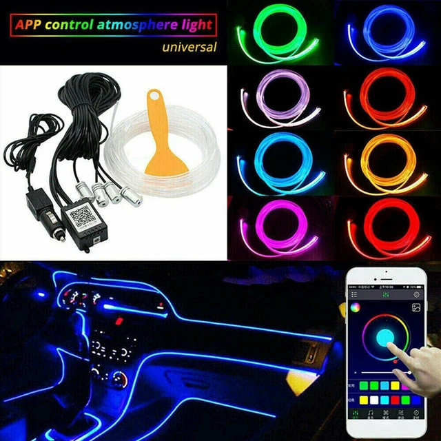 RGB LED CAR Fiber Optic Interior Lamp Decor Ambient Light Strips App