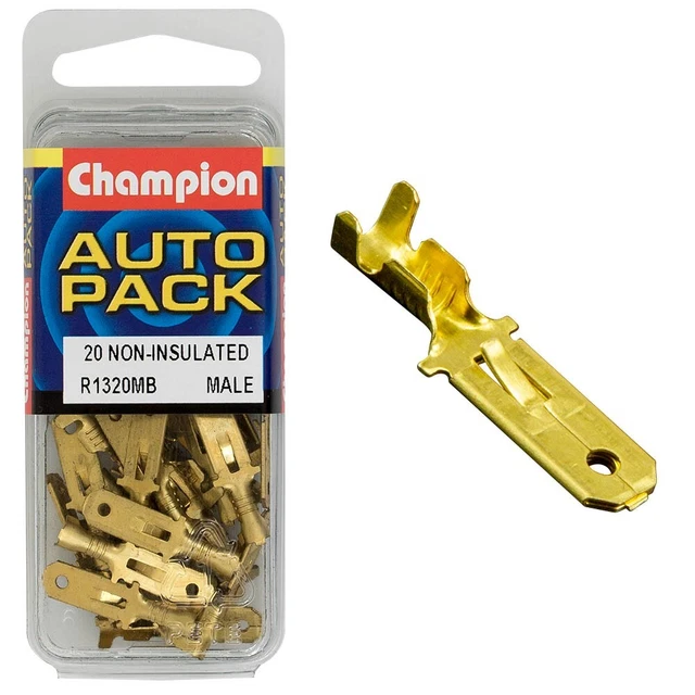 Champion 20pk non-insulated Male Lanced Push On Terminals - R1320MB