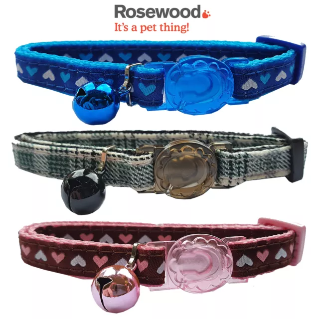 Rosewood Cat Collar Catwalk Collection Hearts Check Fashion Safety Buckle Kitten