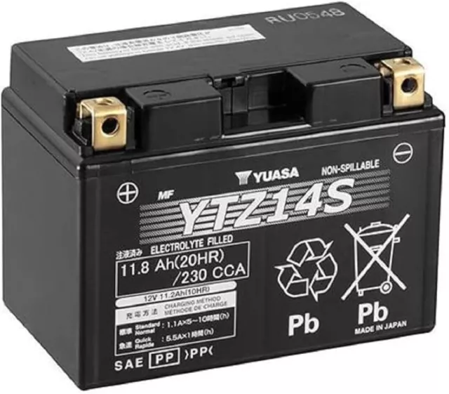 Motorrad Batterie YUASA YTZ14S AGM geschlossen- 12V|11,2Ah|CCA:230A 150x87x110mm