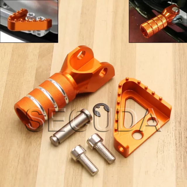 Set Rear Brake Pedal Step Tips &Gear Shifter Lever Tip Orange For KTM SX EXC XCF