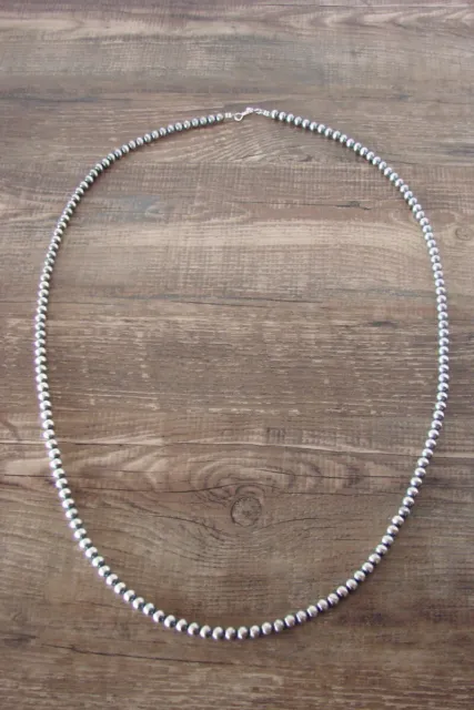 Native American Sterling Silver Round Navajo Pearl 30" Necklace by  I. John