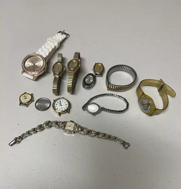 Vintage Watch Lot FOR PARTS OR REPAIR 12 Pieces Timex Magna Evans LS