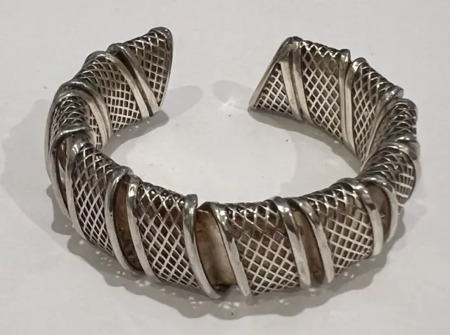 Vintage Marked Sterling Italy Fabulous Design Cuff Bracelet