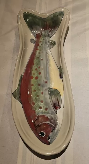 Highland Stoneware Hand Made and Painted Fish Shaped Dish - Made in Scotland F/S