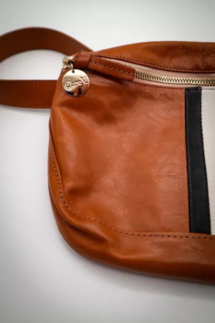 Clare V Los Angeles Leather Waist Belt Bag Fanny Pack Brown Natural w/ Stripes 2