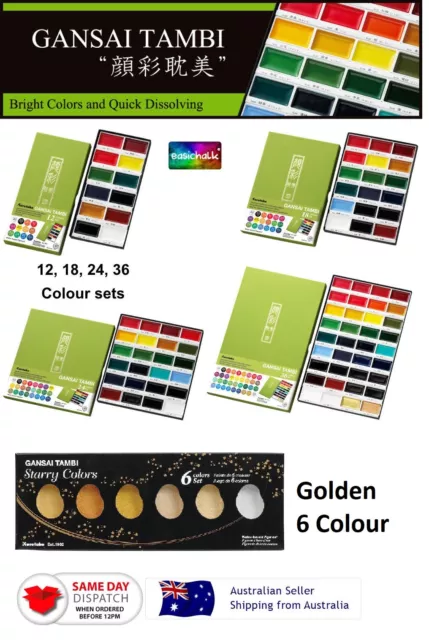 Zig Kuretake Gansai Tambi 12 18 24 36, Gold 6 Color Japanese Water Color Set