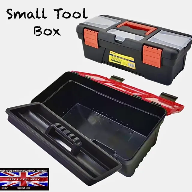 12" Small Heavy Duty Plastic Toolbox Chest Storage Tool Box Case Tray Organiser