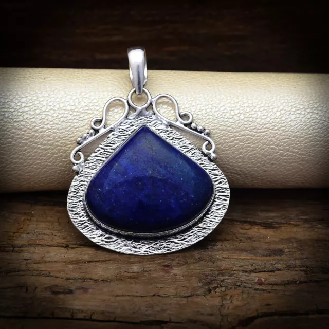 Fabulous Blue Lapis Lazuli Gemstone 925 Sterling Silver Handmade Pendant BT-18