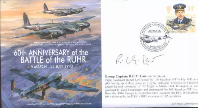 MF5d WWII WW2 DH Mosquito PFF RAF cover signed LAW DSO DFC CO 109 Squadron