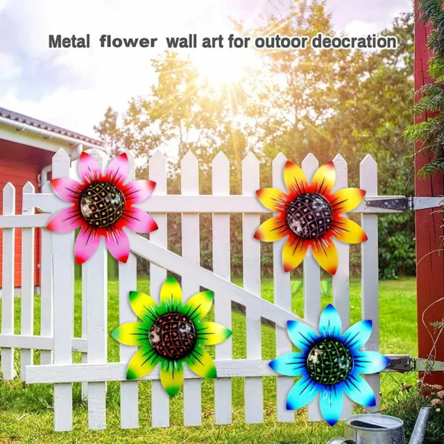 Charming Metal Flowers Wall Art Decor Vibrant Sculpture Hanging for Garden Yard
