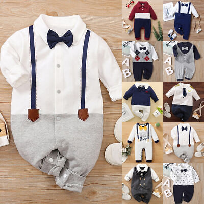 Newborn Baby Boys Gentleman Romper Jumpsuit Bodysuit Playsuit Outfit Clothes