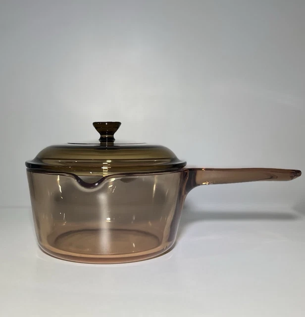 Casserole Ronde En Verre Fumé Vision Corning France 1,5L - Vintage Cuisine Française