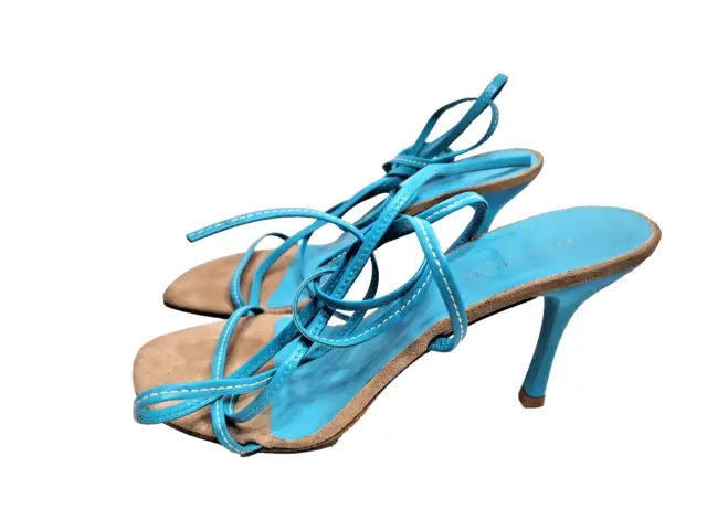 Michael Kors Aqua Strappy High Heel Shoes Sandals Blue Womens Size 10