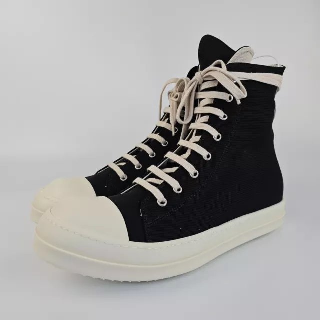 Rick Owens DRKSHDW Ramones Black Canvas High Top Sneakers New Size 43.5 US 10.5
