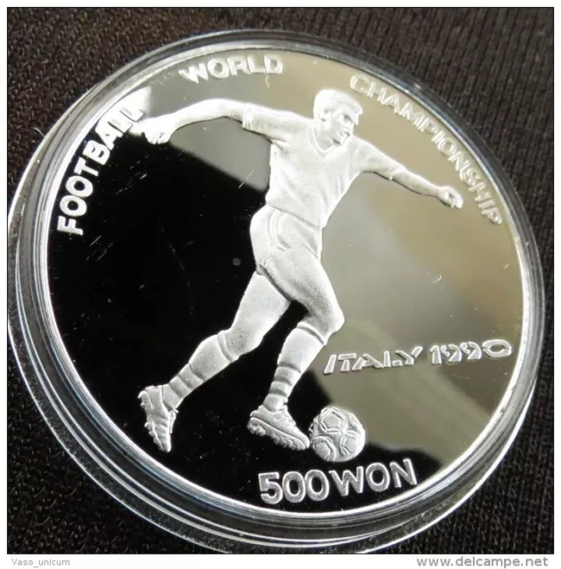 1988 S KOREA Large  Silver Proof  500 Won- World Cup Soccer(Football)