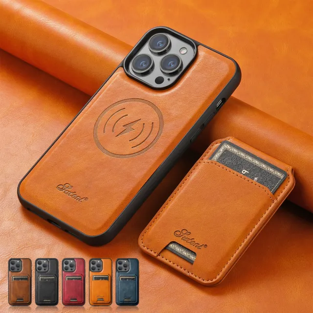 Mag Safe Leather Case for iPhone 15 14 13 12 Pro Max Magnetic Detachable Wallet
