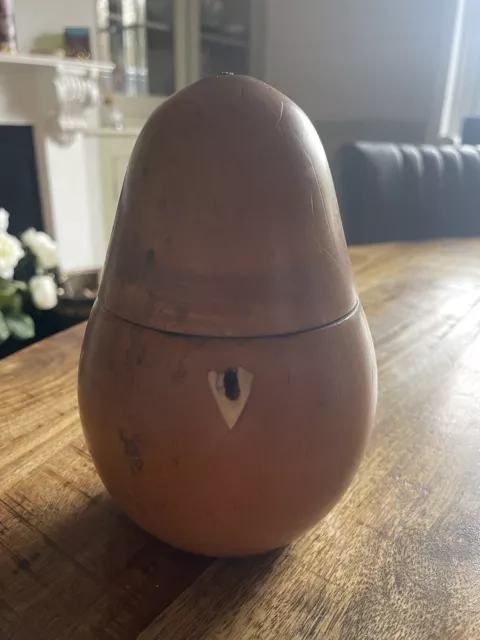 Antique/Vintage Wooden Pear Shape Tea Caddy /Caddie