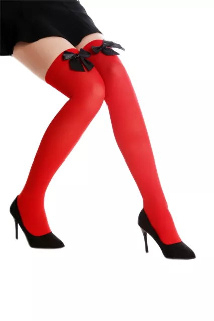 Medias Mujer sobre la Rodilla Medias Rojo Negro Lazo Sexy WZ-001RB