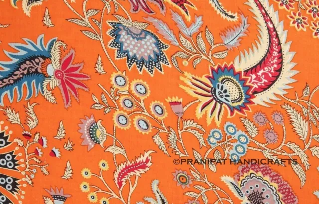 Indien Milie Imprimé Coton Orange Hippie Doux de Luxe Robe Faisant Tissu De Yard