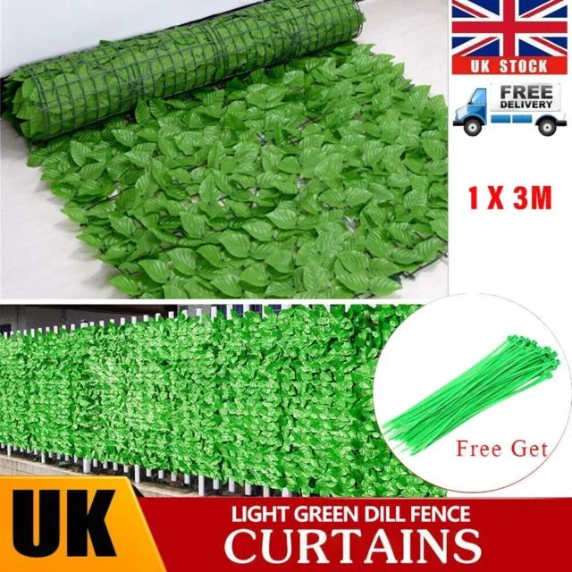 3M Artificial Hedge Fake Ivy Leaf Garden Fence Privacy Screening Roll Wall Panel