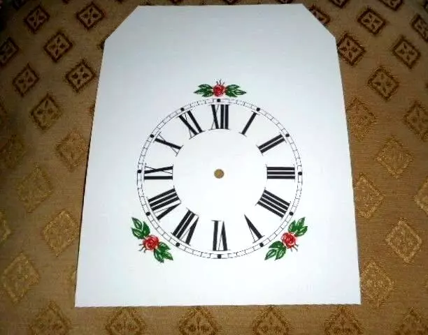 New Steeple Clock Dial Face Paper Card   4 1/4" Minute Track  White Matte Floral 3