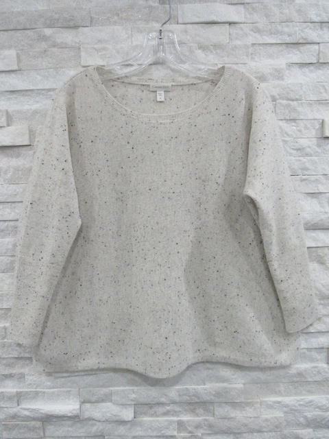NEW Garnet Hill Oatmeal Donegal Flecked 100% Cashmere Oversized Boxy Sweater M L