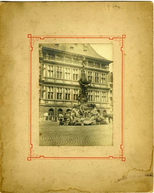 PHOTO Photographie vintage, BELGIUM Belgique Anvers Antwerpen statue circa 1890