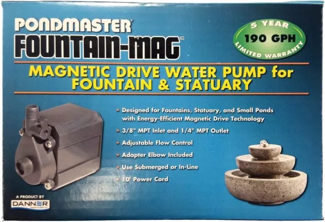Pondmaster Pond-Mag Magnetic Drive Utility Pond Pump - Model 1.9 -190 GPH