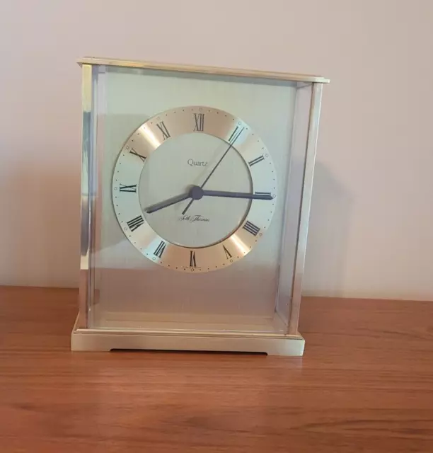 Vintage Seth Thomas Dedication Clock Brass Quartz Desk/Mantel 0162-003 Germany