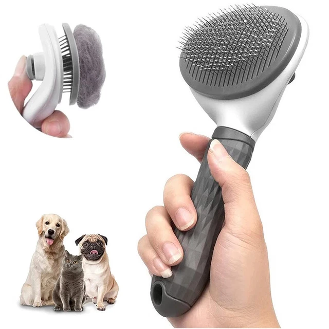 Pet Dog Cat Comb Hair Remover Grooming Massage Deshedding Self Cleaning Brush