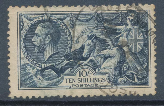 GB 1934 GV Seahorses re-engraved Waterlow Printing 10sh indigo superb used (SG