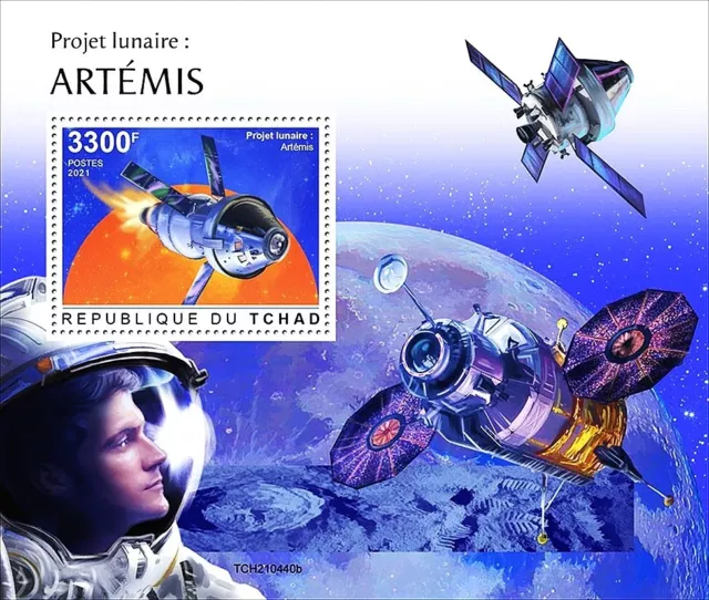 NASA ARTEMIS Moon Exploration Mission Space Stamp Sheet #2 (2021 Chad)