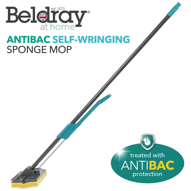 BELDRAY ANTIBAC SPONGE Mop Easy Self Wring Extendable Handle with