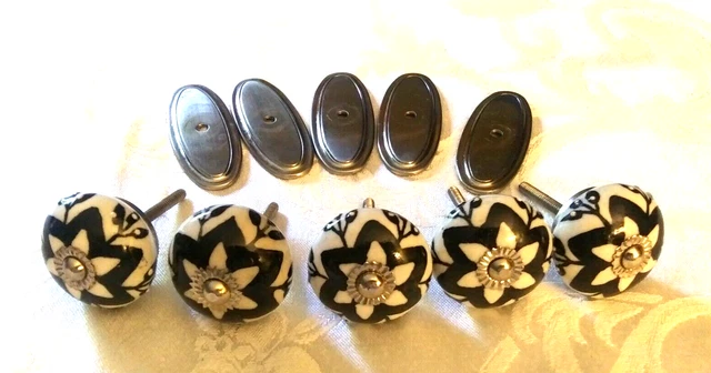 Vintage Ceramic Drawer Dresser Pull Knobs Cabinet Pull Knobs Set of 5