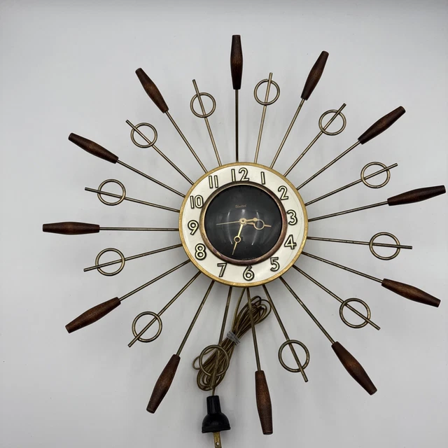 1950〜1960 UNITED Sunburst Clock 50s 60s Mid Century Sunburst Form Wall Clock by United C 1950/1960's