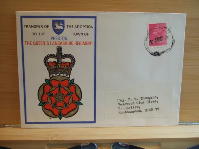 1972 Transfer adoption Preston The Queens Lancashire Regiment FDC!