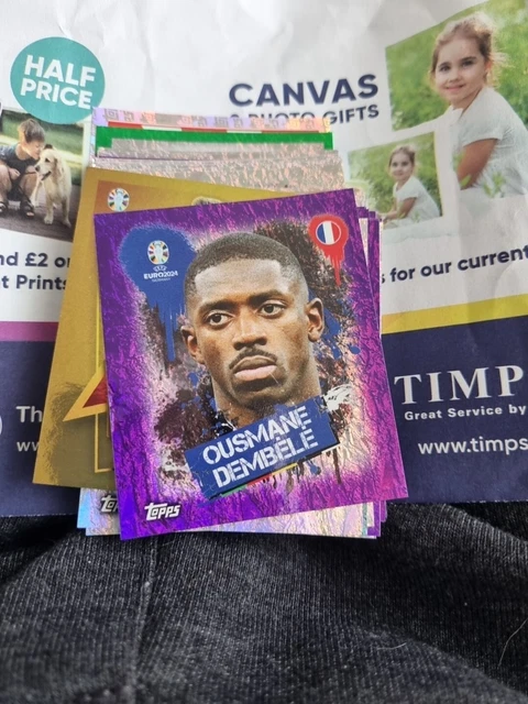 TOPPS OUSMANE DEMBELE Euro 2024 FRA3 Sticker Parallel Purple Edge ...