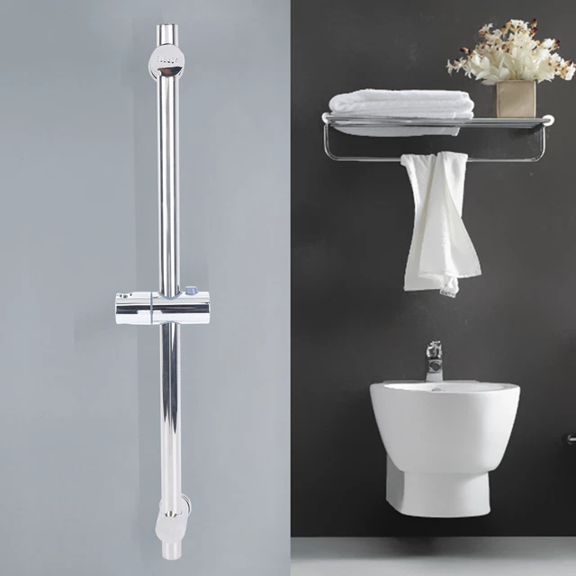 25.98in Riel Deslizante Ajustable Barra Mano Cabezal de Ducha Soporte Acero Inoxidable Plata