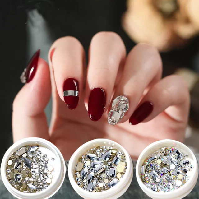 3D Mélange Art Ongles Strass Cristal Gemmes Bijoux Or Ab Brillant Pierres Decor