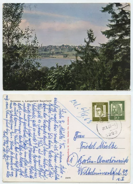 66362 - Sorpesee and Langscheid - postcard, run 20.3.1963