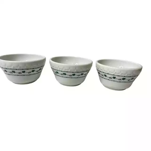 Syracuse China Restaurant ware econo trim with green floral soup custard bowls