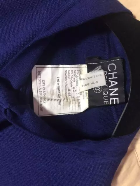 CHANEL Wool 100% Women's Cardigan Blue COCO Size42 Used 231219N 3
