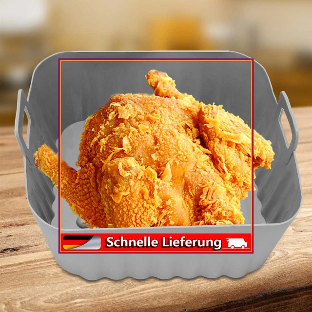 2 piezas revestimientos de freidora de aire antiadherentes horno de silicona sartén herramienta de cocina (gris)