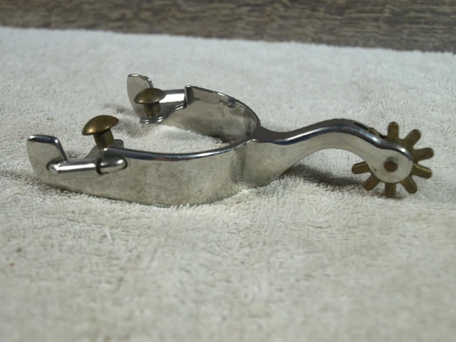 Vintage Single Western Spur Chrome with Brass Rowel and Buttons