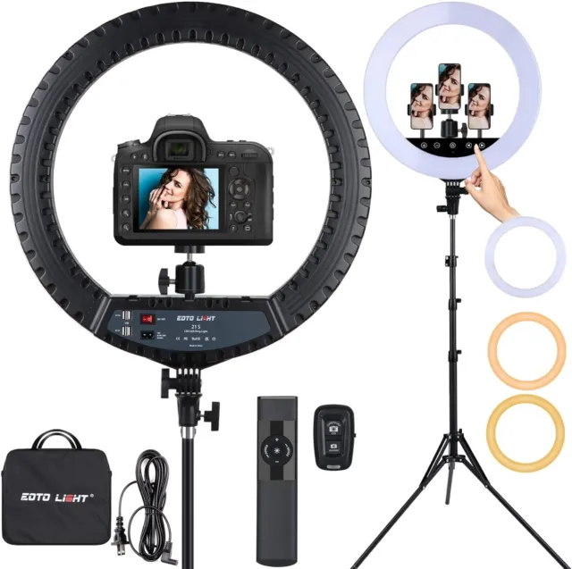 21  inch LED Ring Light with Tripod Stand Dimmable Makeup Selfie Ring Light